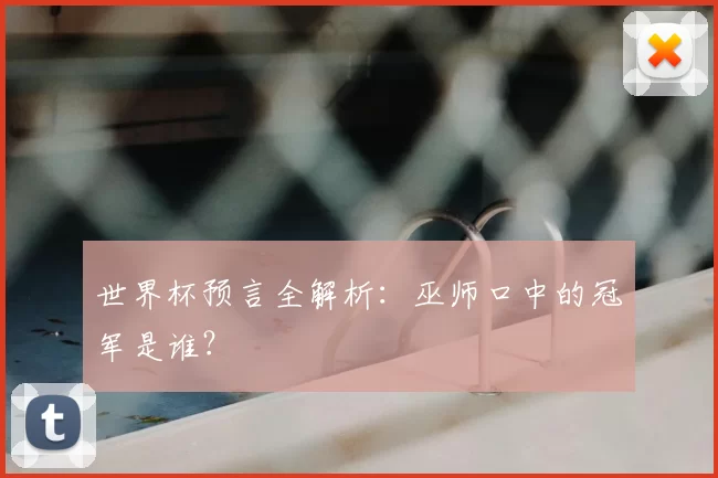 世界杯预言全解析:巫师口中的冠军是谁?